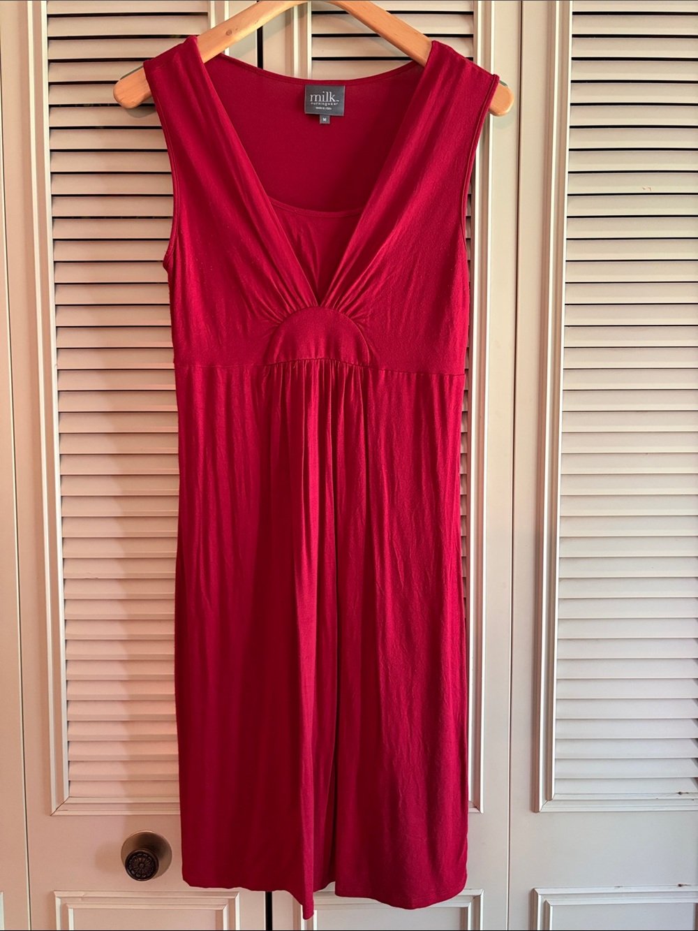 Milkยฎ Sleeveless Ruby Red Empire-Style Midi Dress